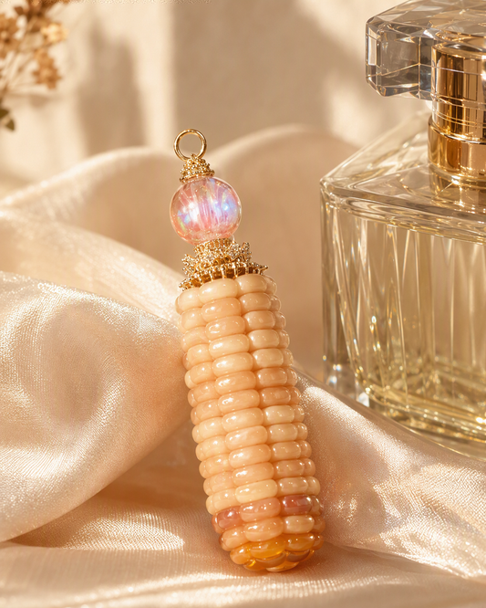 "Fortune Orbit" Handcrafted Peach Quartz Corn Charm